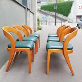Set of 6 Scandinavian teak color chairs 60s