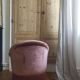 Pink velvet toad armchair