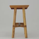 Contemporary handcrafted stool / end table in solid ash and oak wood