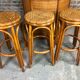 Bar and its 3 vintage stools in rattan and bamboo 1960'S