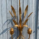 Pair of wall sconces in the shape of a wheat sheaf with two lights.