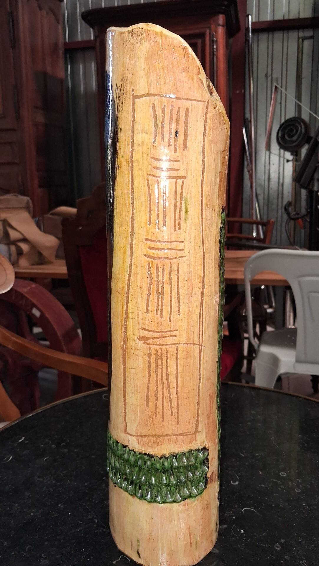 Large glazed stoneware vase signed "Haut 49"