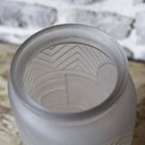 Molded pressed glass vase with geometric decoration Verrerie Legras
