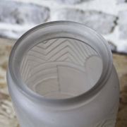 Molded pressed glass vase with geometric decoration Verrerie Legras