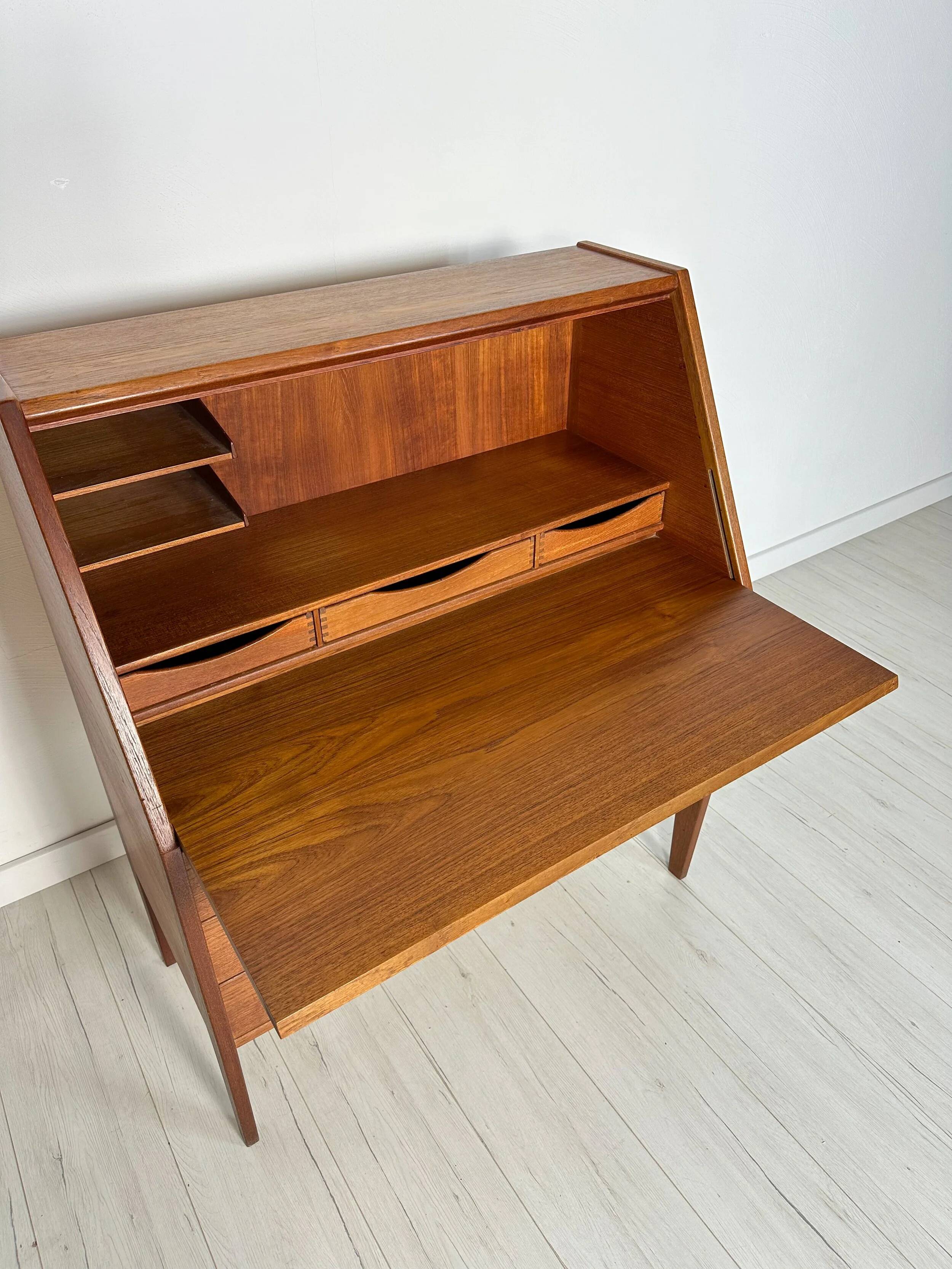 1960s Vintage Danish teak secretary by Kai Kristiansen for HNJ Møbler