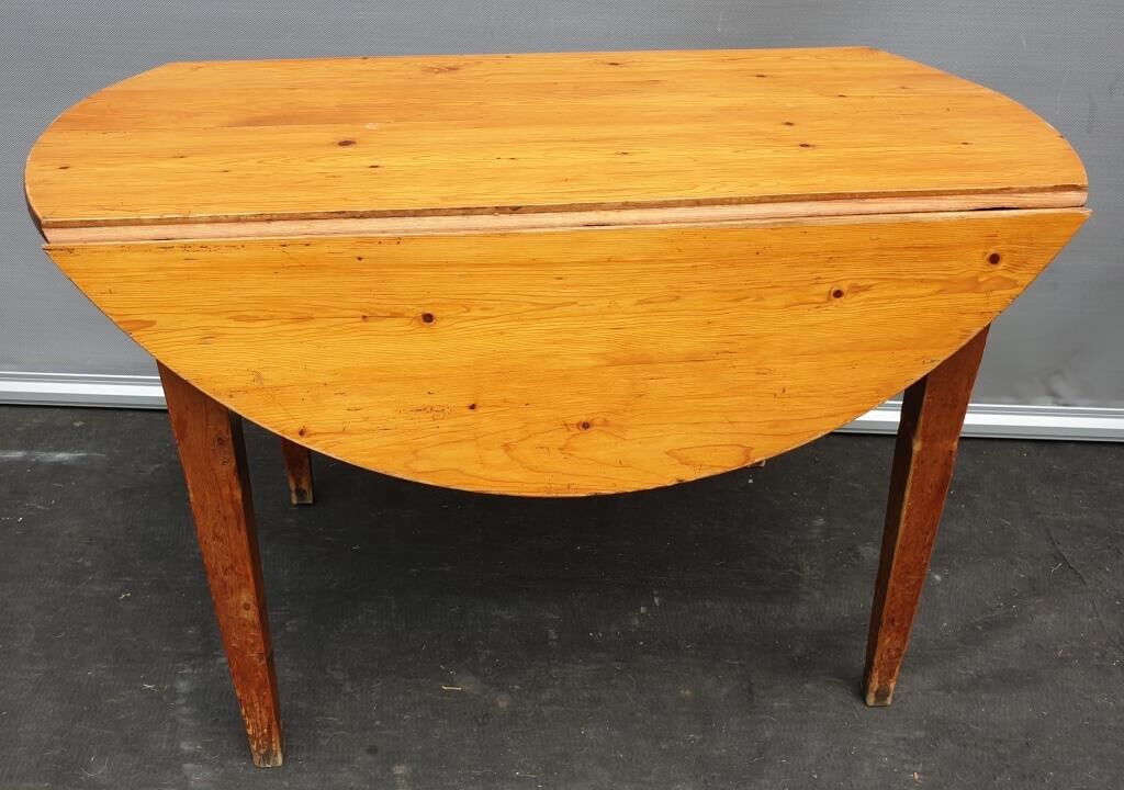 Table pitchpin miel à 2 volets guéridon bistrot vintage