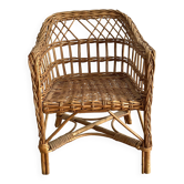 Fauteuil en rotin enfant années 60-70