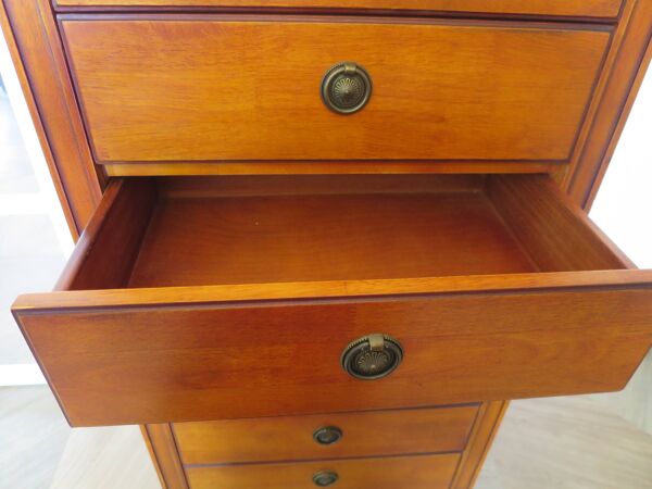 Semainier-Commode- 7 tiroirs-merisier-Style Louis Philippe-Pieds trapèze