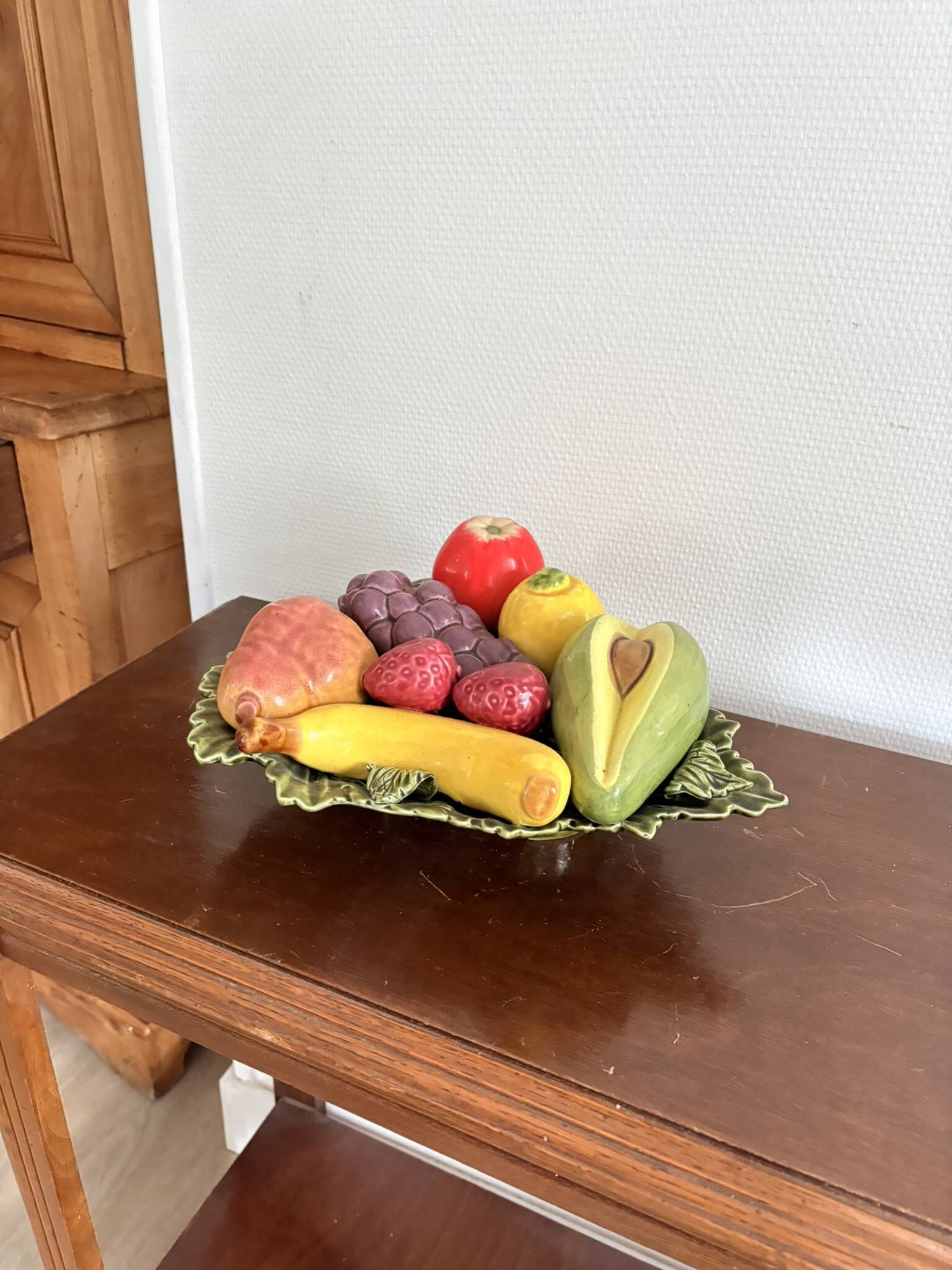 Old Basket Plate Fruit Bowl ceramic Barbotine