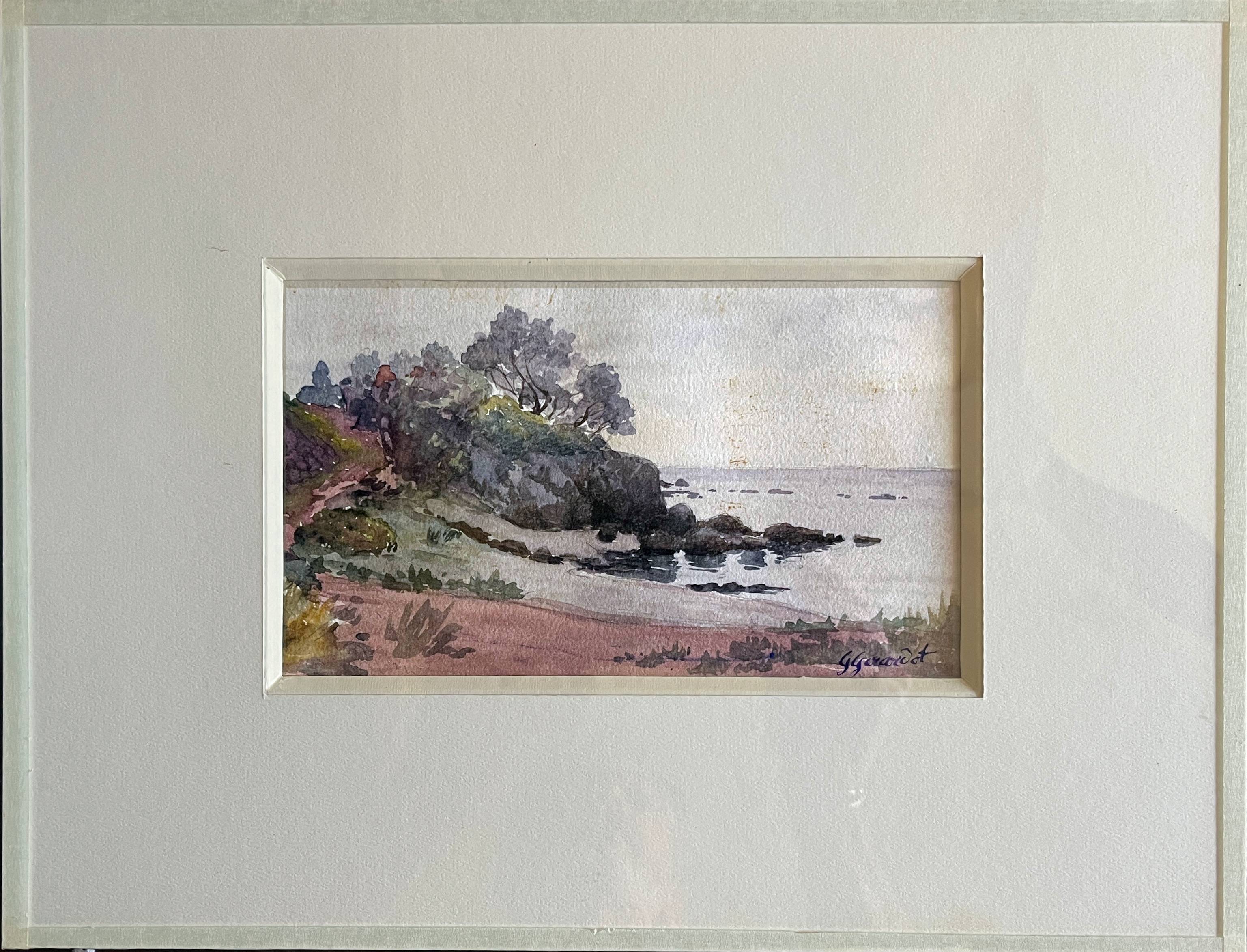 Watercolor painting g. girardot (1856-1914) marine "cassis" 1904