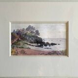 Watercolor painting g. girardot (1856-1914) marine "cassis" 1904