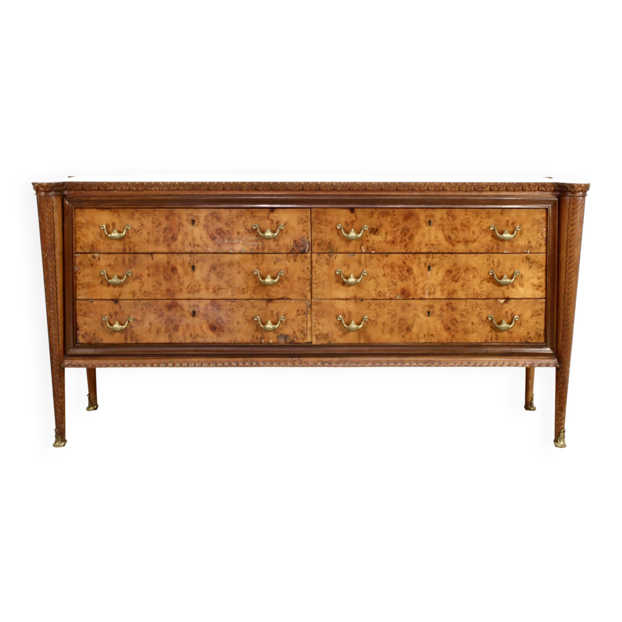 Buffet, cabinet Art Déco vintage italien en noyer foncé