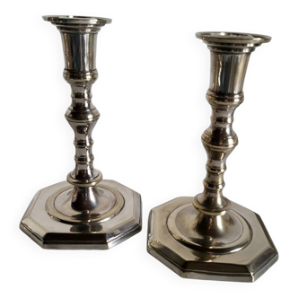 Pair of silver-plated candlesticks