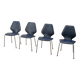 Set of Four Vintage Kitchen Chairs, Night Blue Leatherette with Chrome. 60s