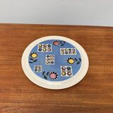 Mid-century German ceramic cake plate with floral patterns by Limburg, 1960s.