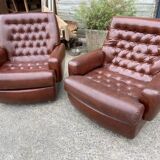 2 fauteuils en skaï vintage