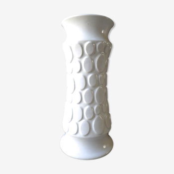 Jasba vase white ceramic, geometric decoration