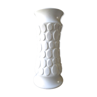 Jasba vase white ceramic, geometric decoration
