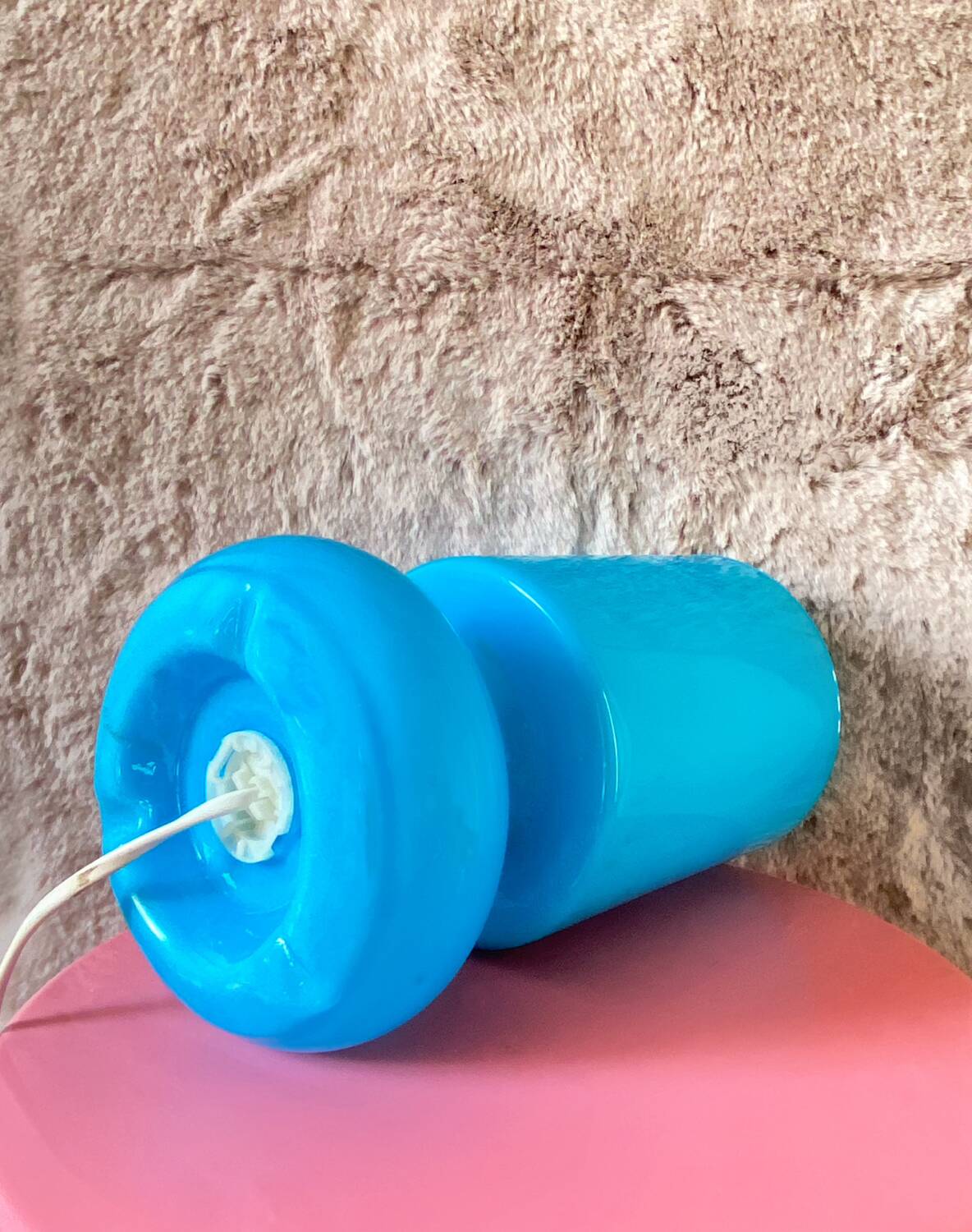 Blue blown glass lamp IKEA vintage model Lykta