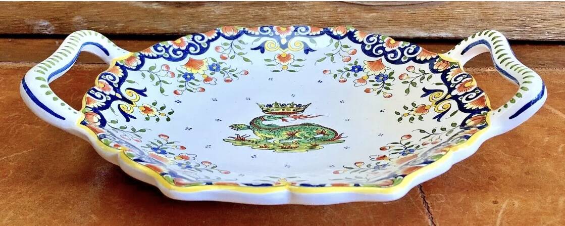 Antique Desvres Rouen fruit bowl, Blois François 1er model