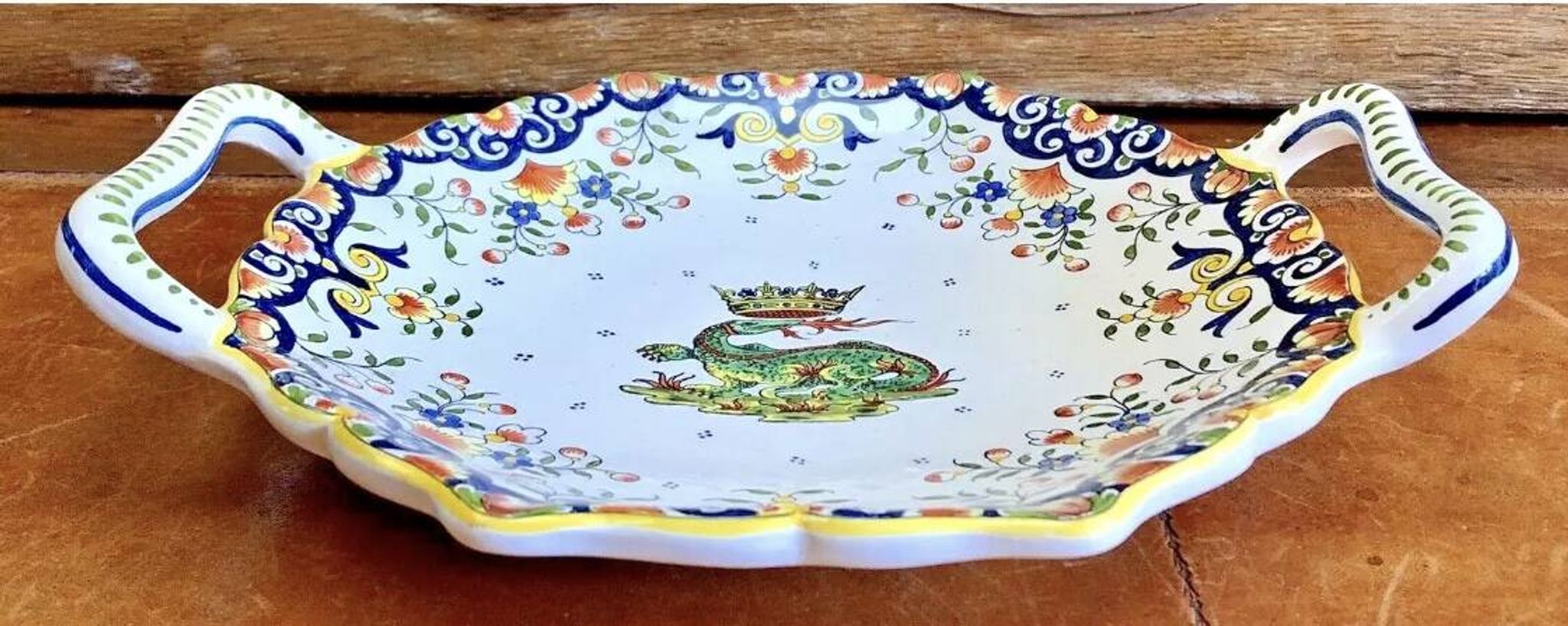 Antique Desvres Rouen fruit bowl, Blois François 1er model