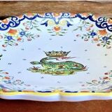 Ancien plat coupe à fruits  Desvres Rouen modèle Blois François 1er