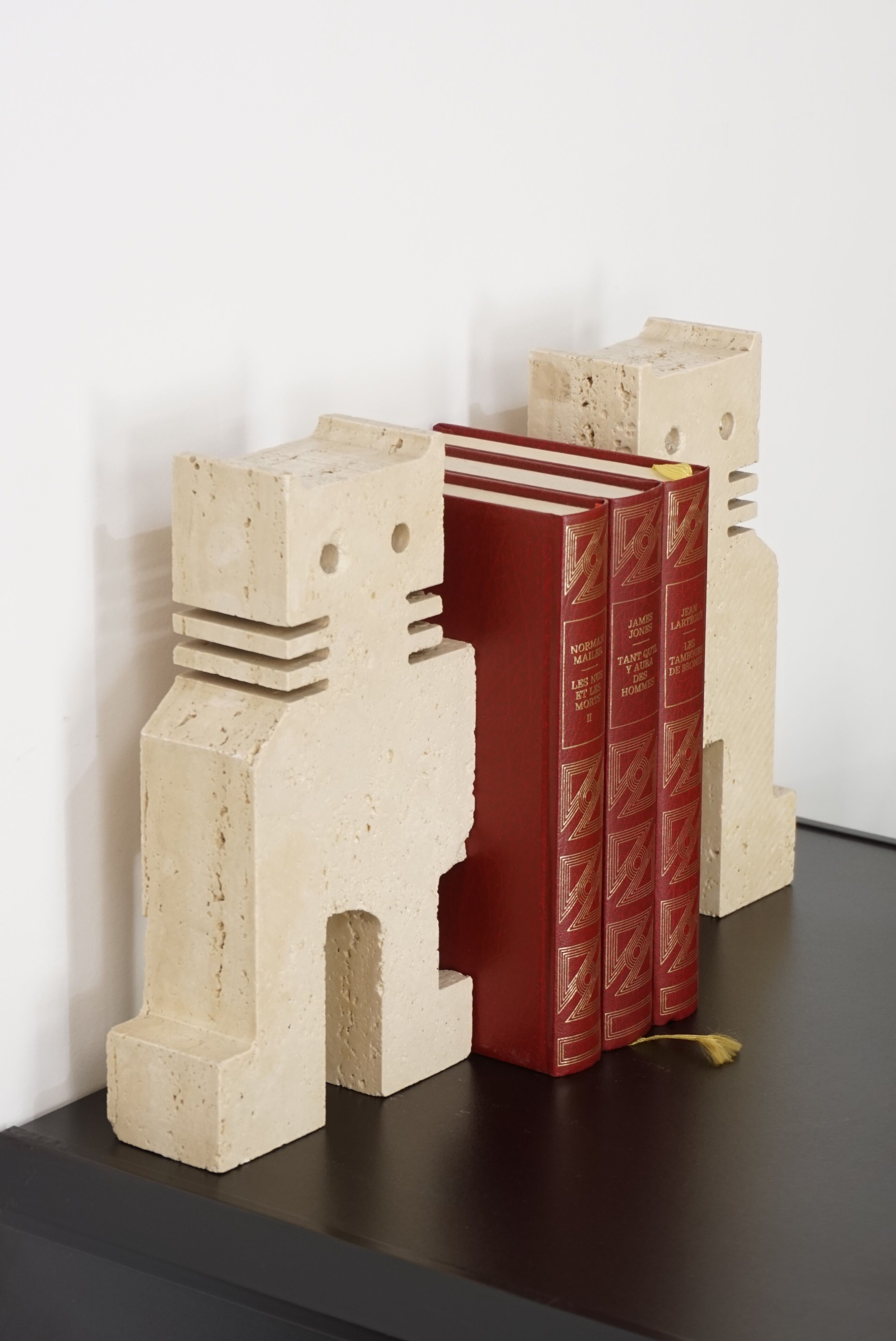 Pair of travertine bookends in  design Fratelli Mannelli