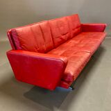 Sofa 3 places leather and chrome design 1950
