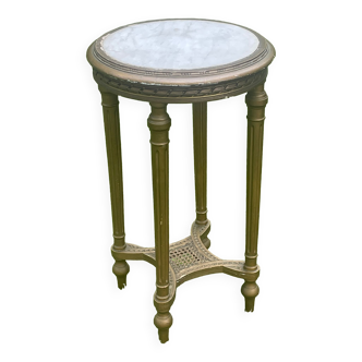 Sellette ou petite table d'appoint de style Louis XVI, plateau marbre - H 77 cm