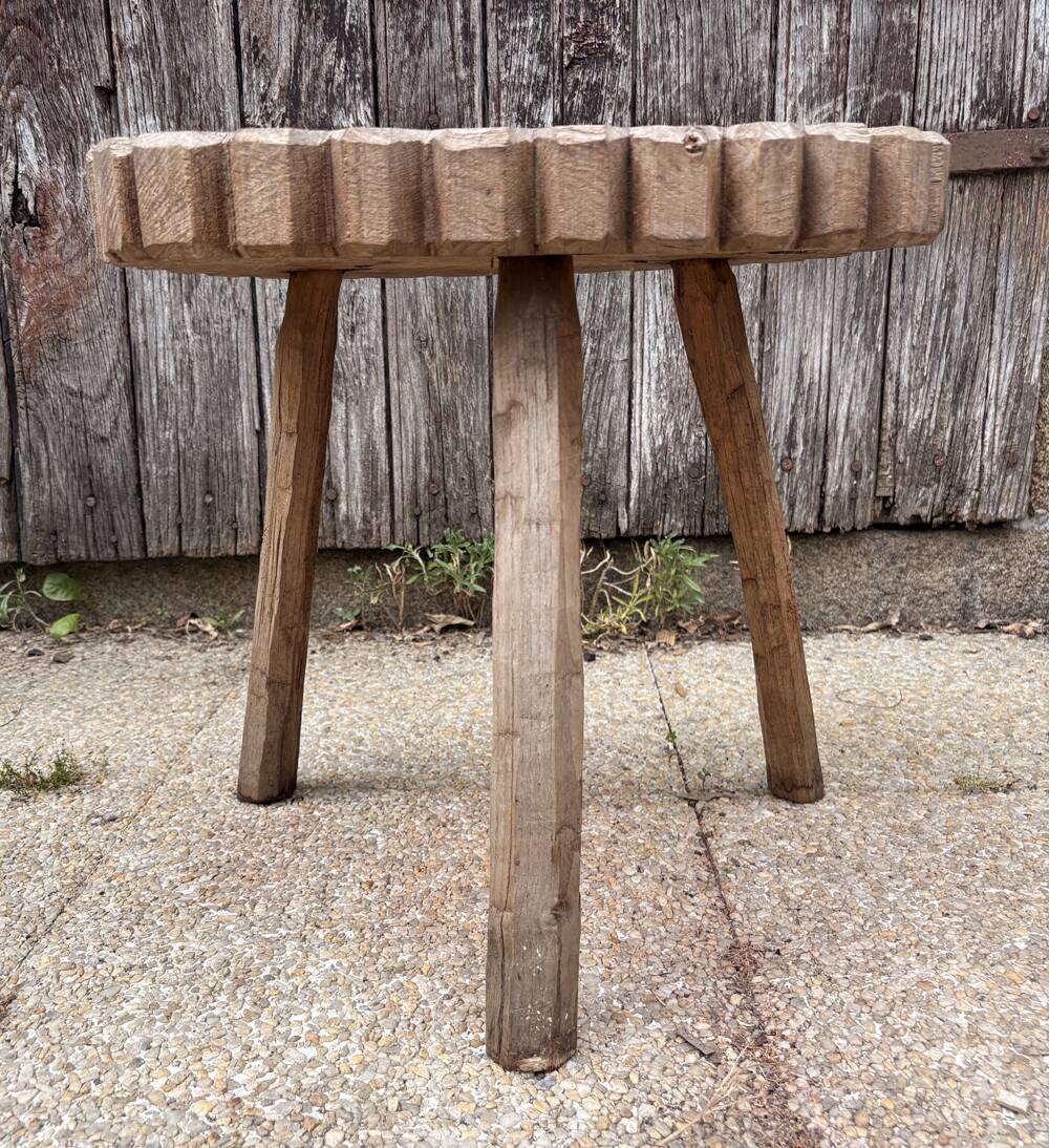 Sculptural brutalist stool, vintage side table, 1950s.