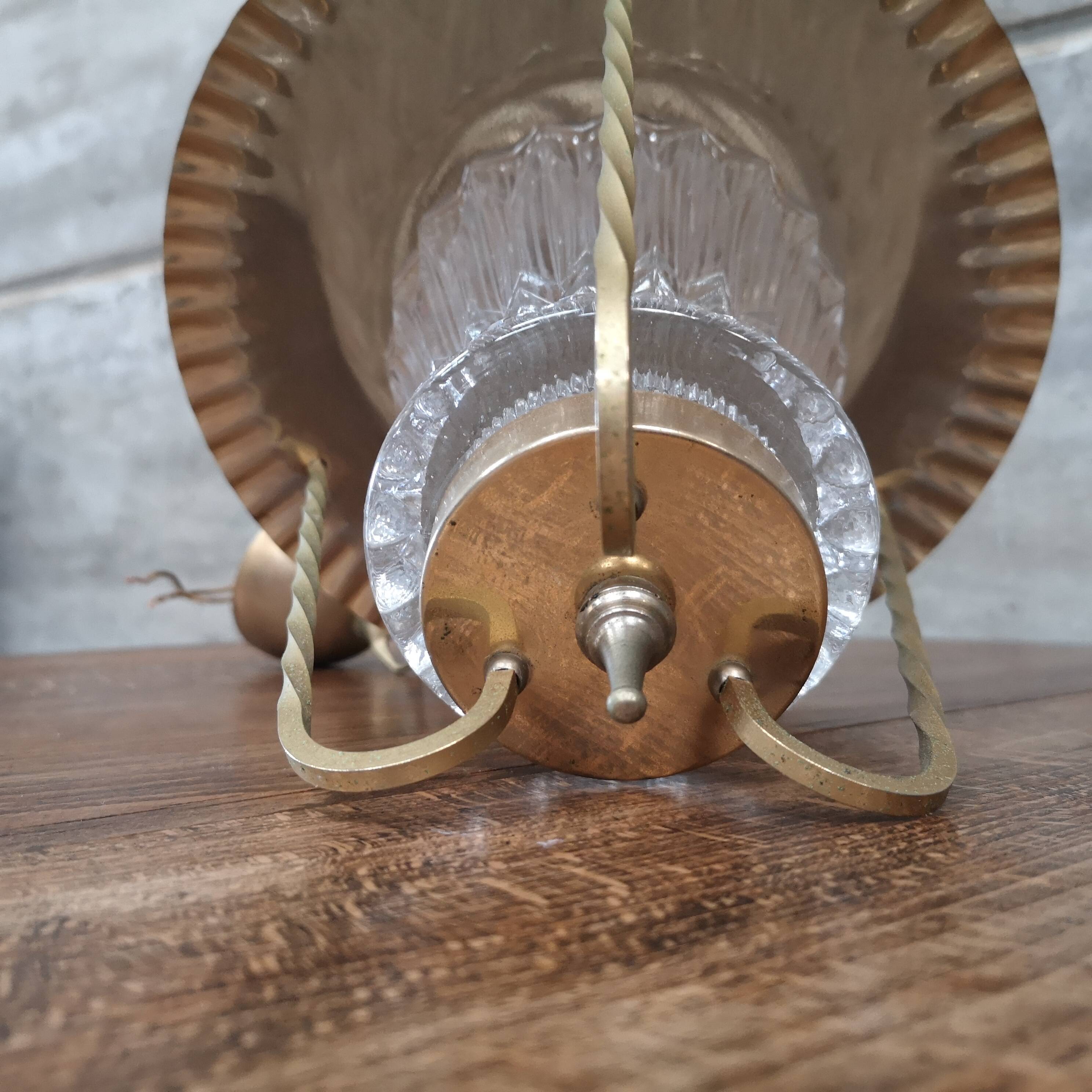 Brass lantern small chain pendant vintage entrance 1950