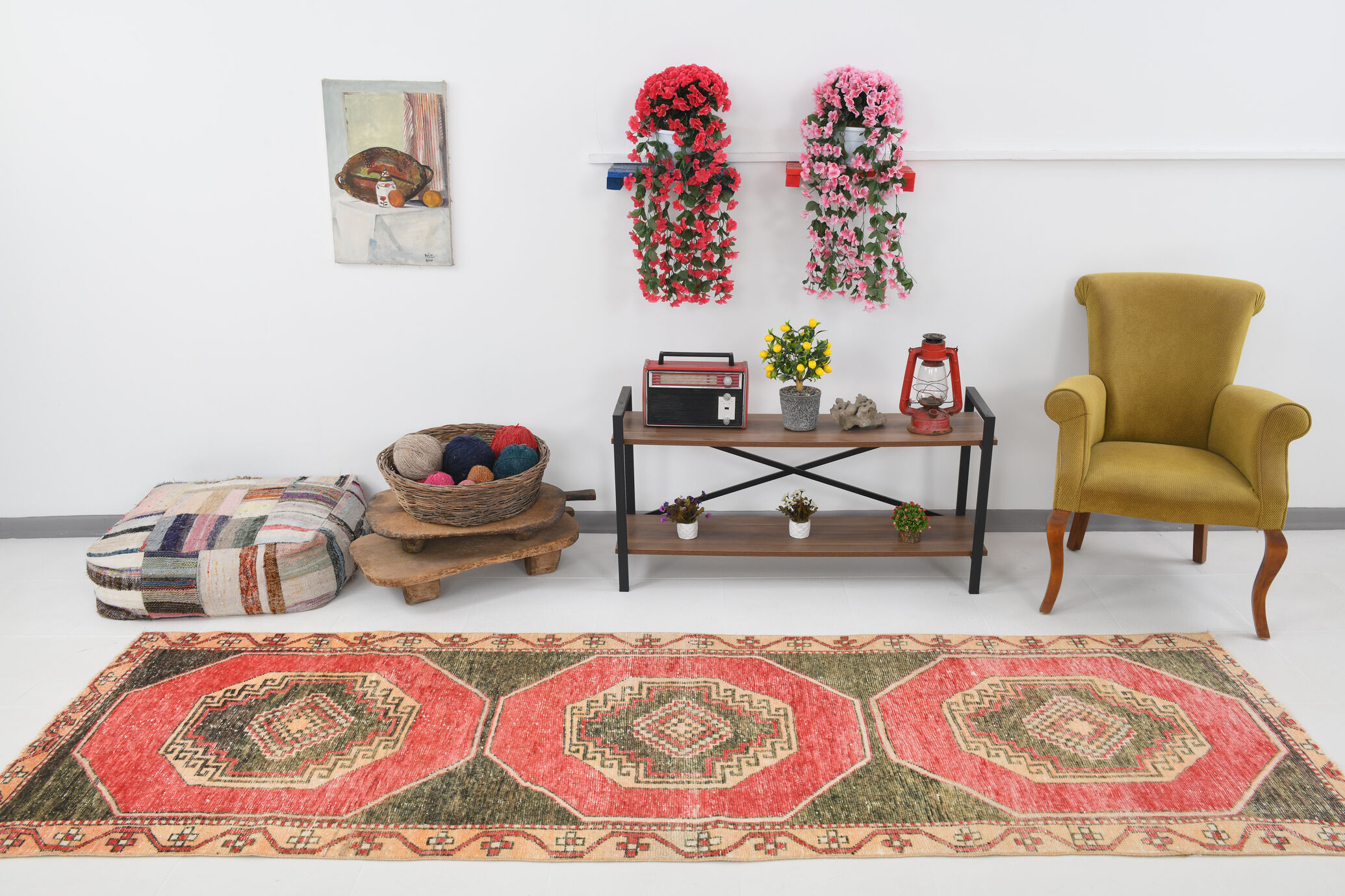 3x10 oriental geometric vintage runner rug,102x323cm