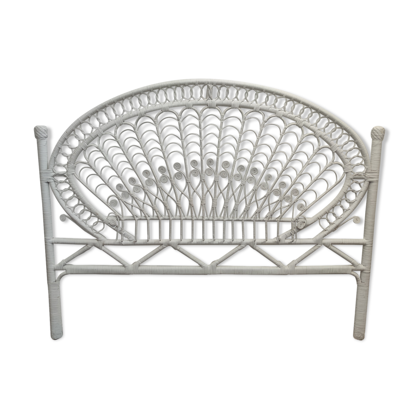 Headboard 2 places rattan peacock