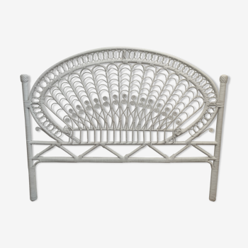 Headboard 2 places rattan peacock