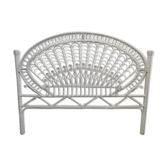Headboard 2 places rattan peacock