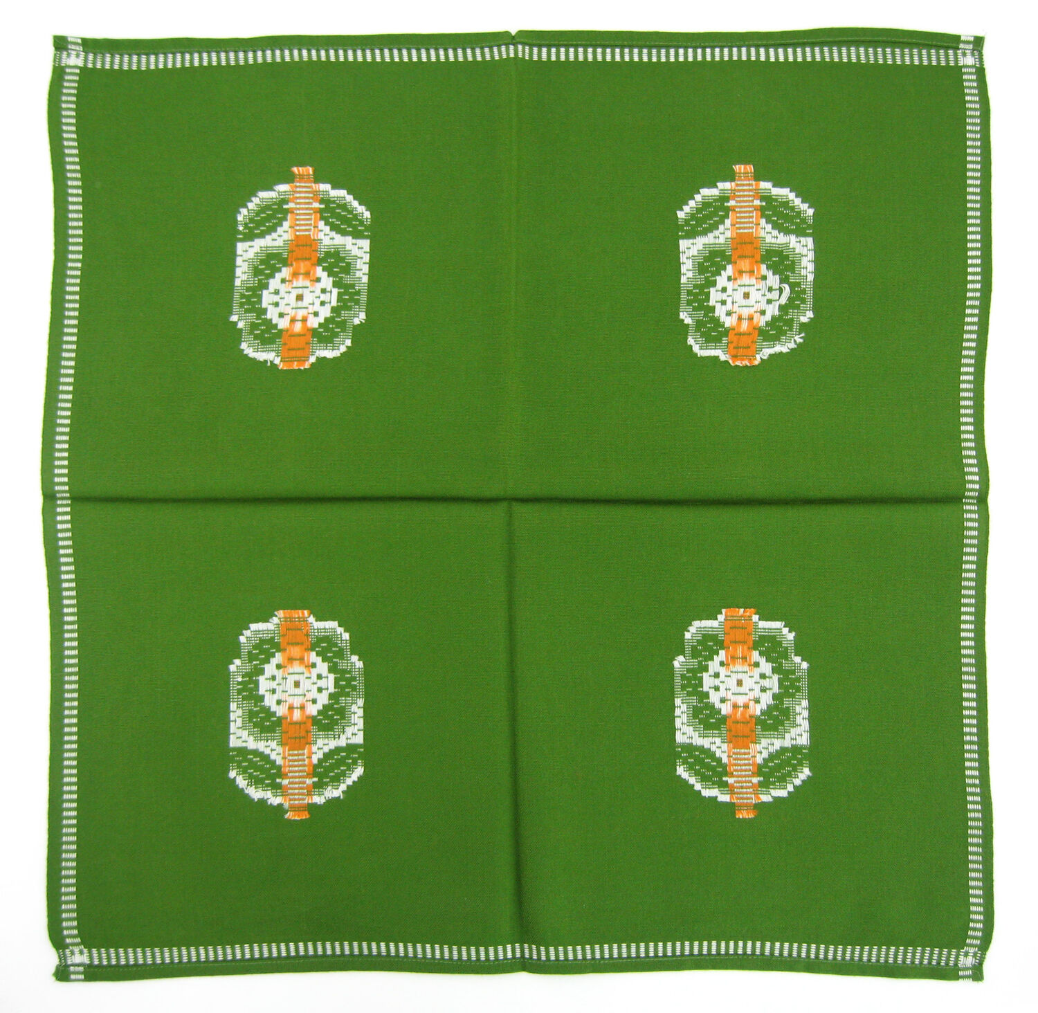 Lot 6 napkins in green Dralon - white flower patterns - vintage 60s