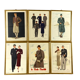 Ensemble de 6 illustrations originales encadrées de la mode masculine des années 30, Italie 1930