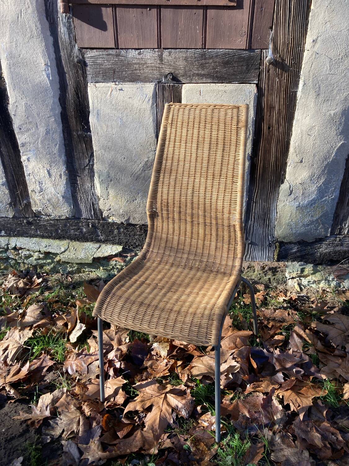 Vintage 1980 Ikea chair in rattan and aluminum