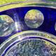 cobalt blue glass bowl with round lenses