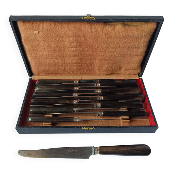 couteaux ancien Noalhat mary art nouveau virole métal argenté coffret servi