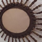 Miroir soleil en bois doré 65x75cm