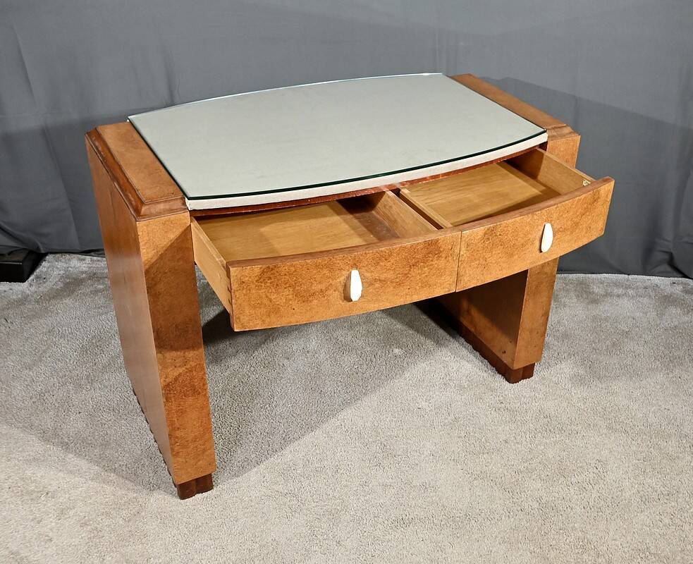 Small Amboyna Burl Desk, Speich Frères, Art Deco – 1930