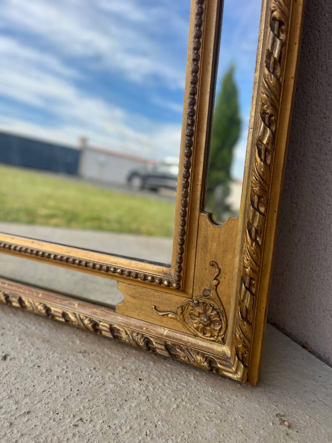 Large antique gilded mirror – Louis-Philippe style – 140 x 90 cm