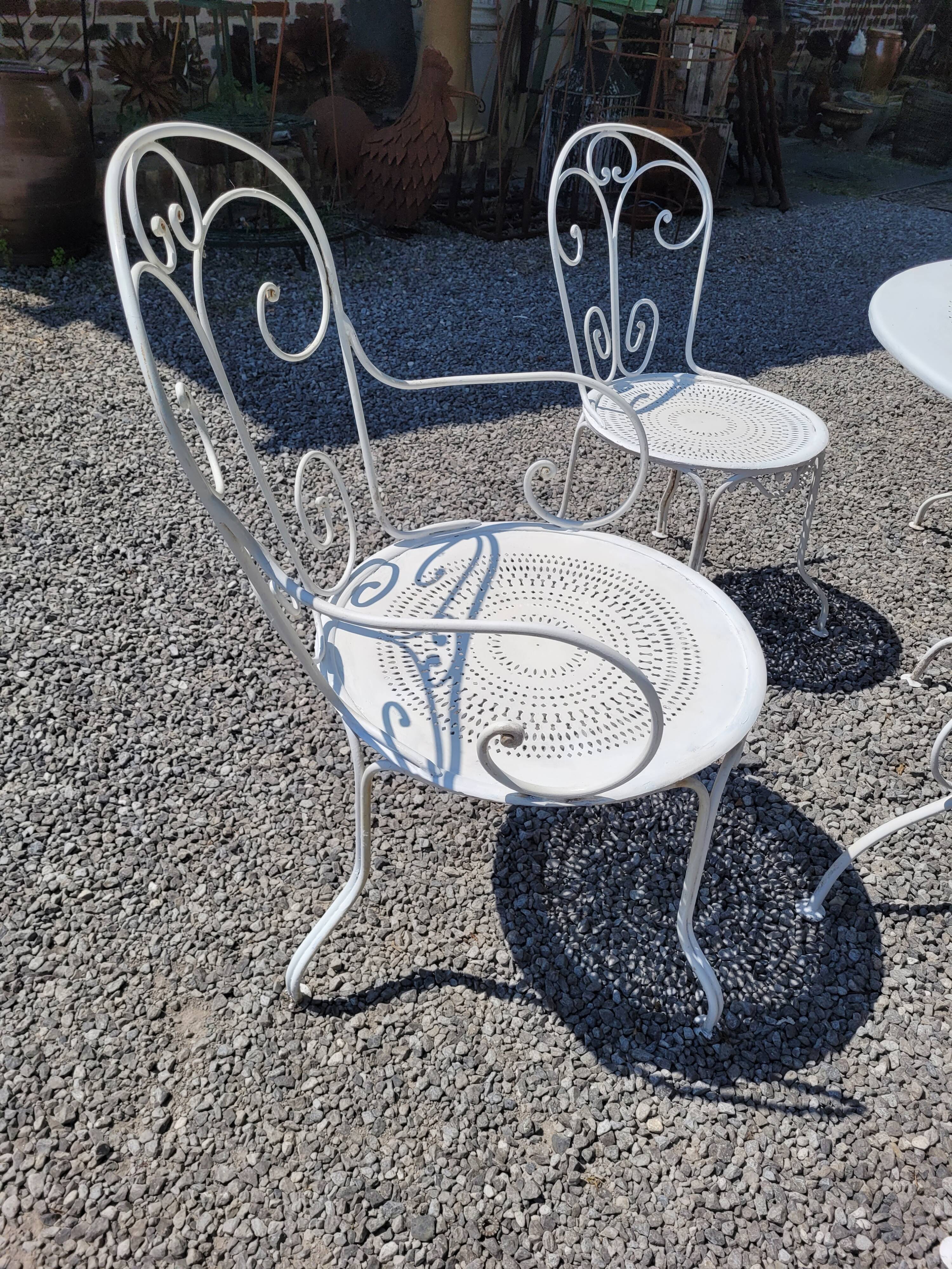 Old wrought iron garden furniture 3 armchairs + 2 chairs