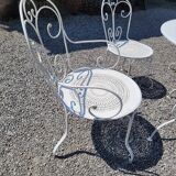 Old wrought iron garden furniture 3 armchairs + 2 chairs