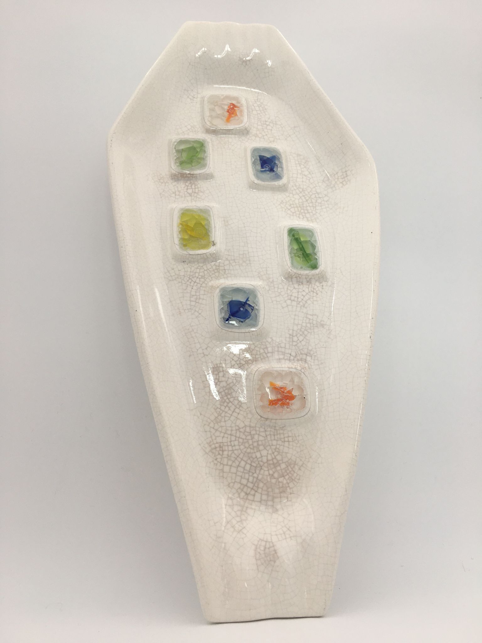 Glazed ceramic bowl, cracked glass decoration, signed Jacquin of California (USA) - 1950s