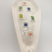 Glazed ceramic bowl, cracked glass decoration, signed Jacquin of California (USA) - 1950s