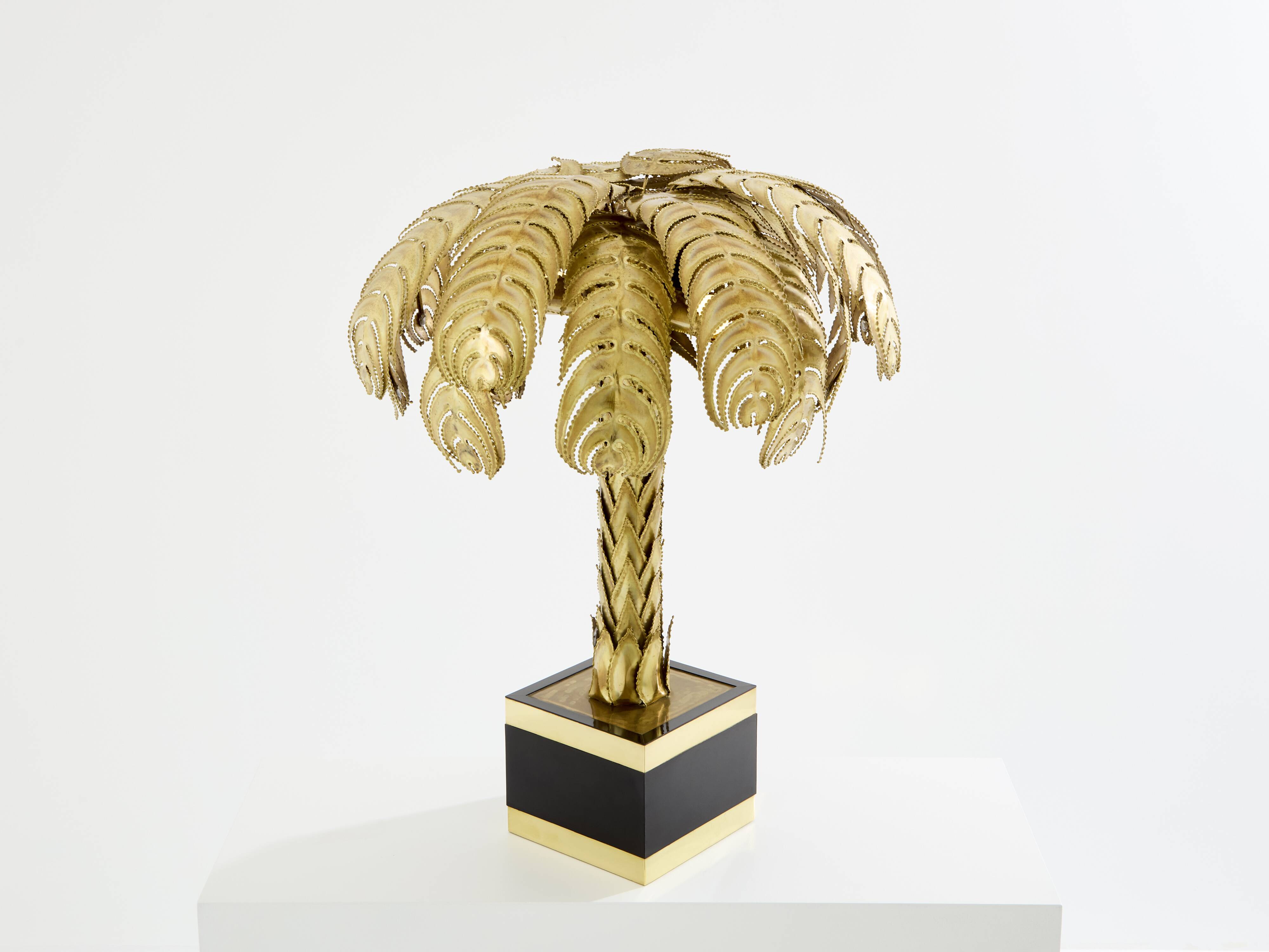 Christian Techoueyres brass palm lamp for Maison Jansen 1970s