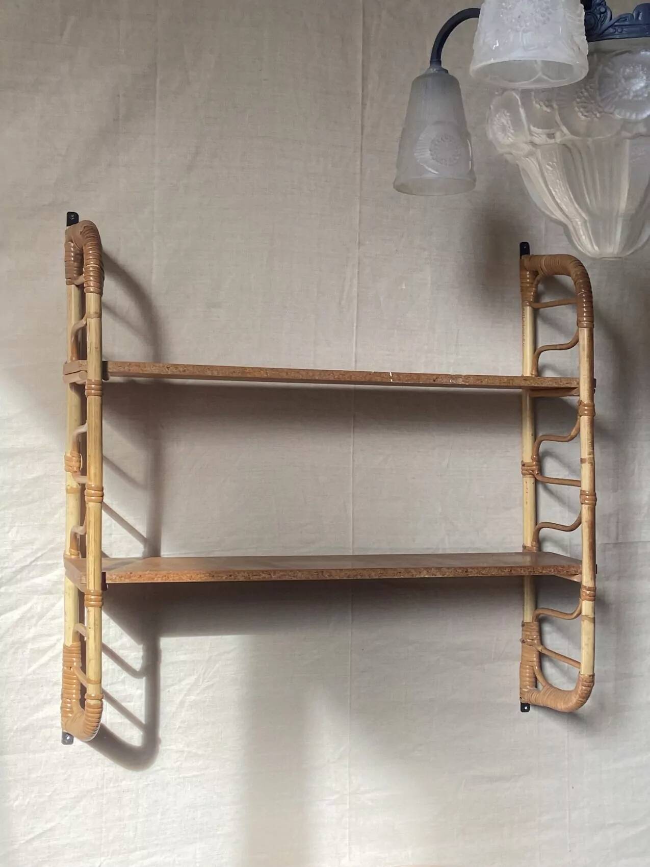 Rattan wall shelf, 1960s