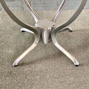Round dining table - smoked glass & brushed aluminum base